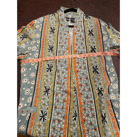 Diane Gilman 100% Silk Oversized Blazer Jacket Abstract Print Pockets Large - Picture 8 of 9